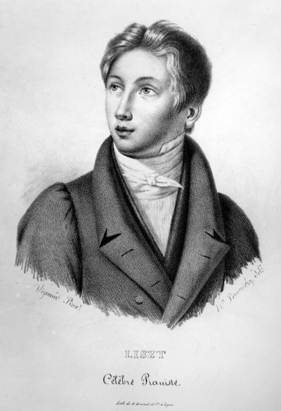 Ritratto di Franz Liszt (1811-86) da ragazzo, inciso da Numa Boucoiran (1805-69) da Jean Vignaud